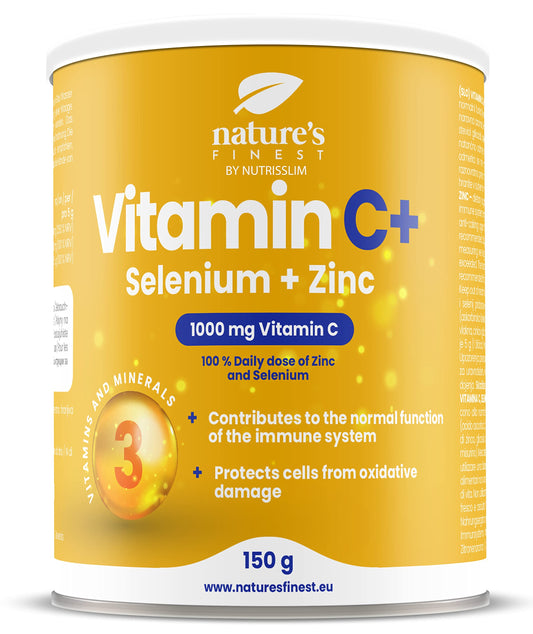 Nature's Finest by Nutrisslim Vitamin C + Selenium + Zinc | 1000mg of Vitamin C per Serving | 100% Daily Dose of Zinc | Suitable for Vegetarians and Vegans