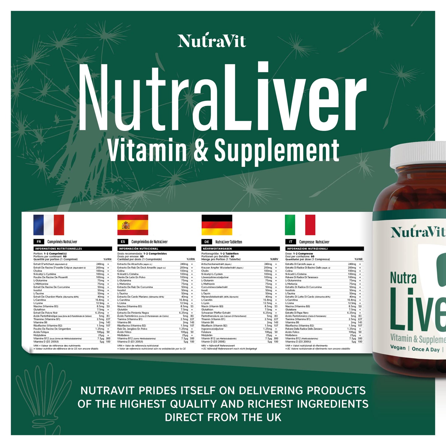 NUTRA Liver - Liver Support Vitamins - 60 Tablets | Hangover Tablet | Providing a Liver, Cleanse, Detox & Repair - by NutraVit