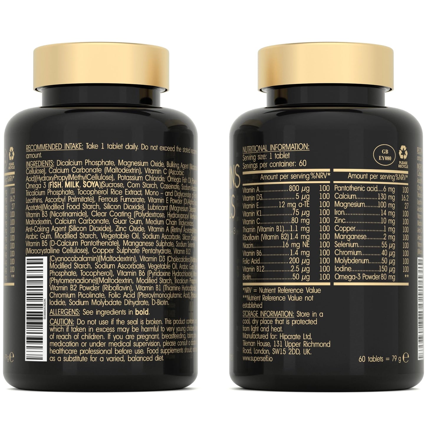 Multivitamins and Minerals with Omega 3 - Multivitamin Tablets for Men & Women - Adult Multi Vitamins with 100% Daily Dose of Iron, Zinc, Vitamin D, C, B12 - 26 Nutrients & Supplements - 60 Tablets