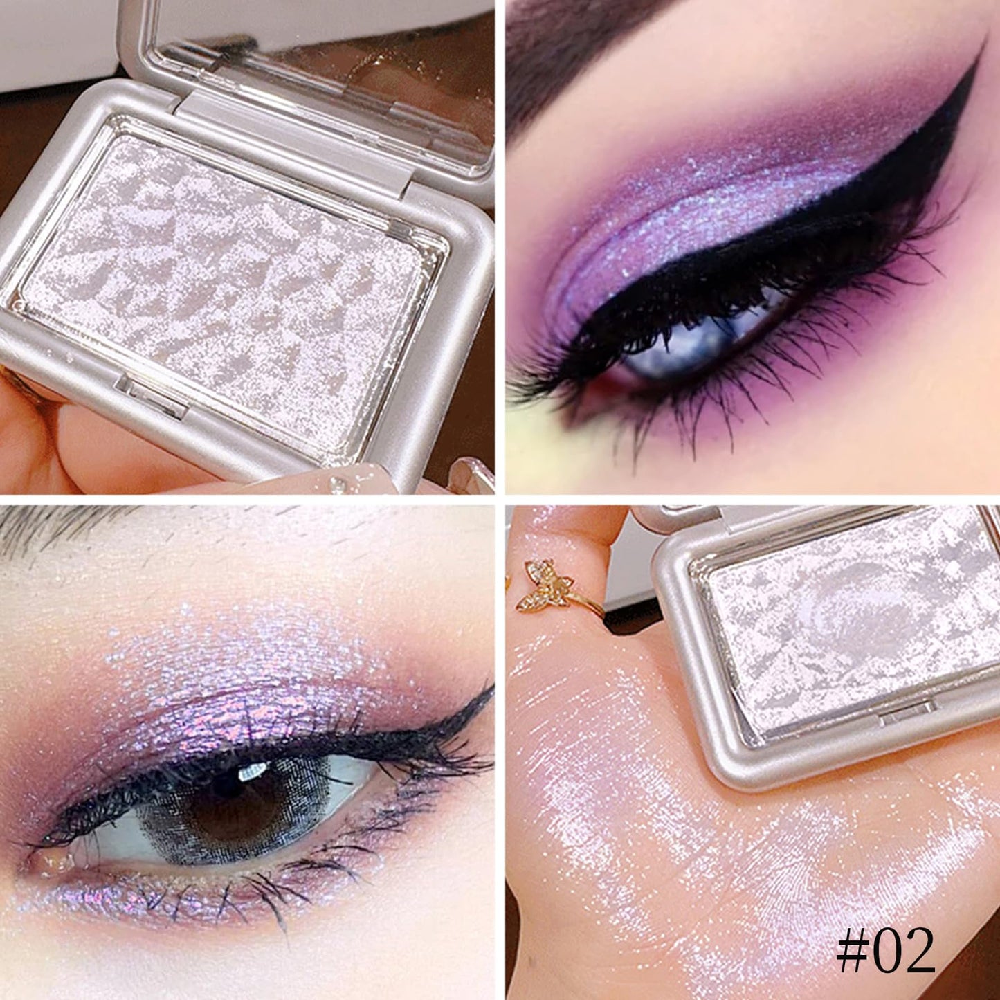 KYDA Highlighter Makeup Palette, Shimmer Highlighter Powder Makeup Palette, Diamond Shine pearl powder with Brush for Body Face -02