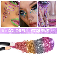 Benaewa 12 Pcs Face Glitter Festival, Colourful Chunky Hair Glitter, Body Paint Glitter Gel for Eye Nail DIY