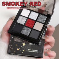 LUMKMAS Smokey Eyeshadow Palette, 9 Colors Matte Shimmer Eye Shadow Pallets for Women, Black Gray Red Eye Shadows Make-Up Palette, Highly Pigmented Gothic Eyeshadow, Smokey Cosmetics Gift