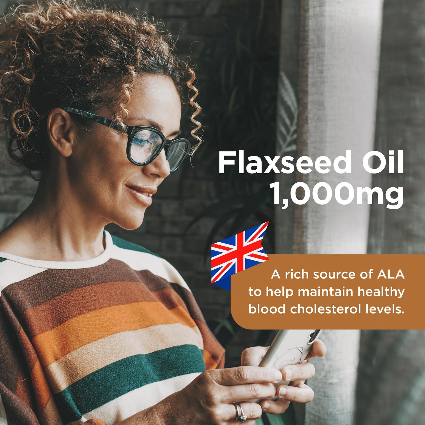 healthspan Healthspan Flaxseed Oil 1,000mg | 120 Capsules | Omega 3 Fatty Acid ALA | Maintain Healthy Blood Cholesterol Levels | Women's Health | Vegan