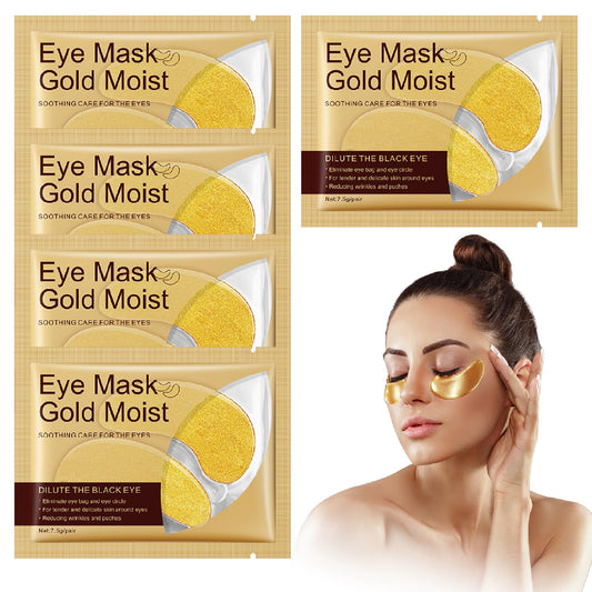 24 Gold Under Eye Masks, Gold Collagen Eye Masks for Puffy Eyes, Under Eye Gel Patches for Dark Circles, Anti Wrinkle, Skincare, Look Younger and Less Tired, Moisturize Your Skin (5 PCS)