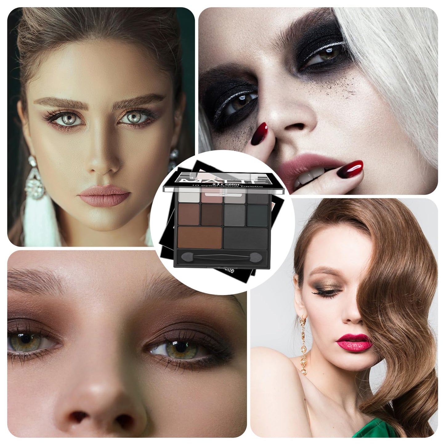 Xumann Smokey Eyeshadow Palette, 10 Eye Shadow Shades Grey Eyeshadow Palette For Women, Wateerproof Dark Eyeshadow Palette Long Lasting Black Eye Shadow