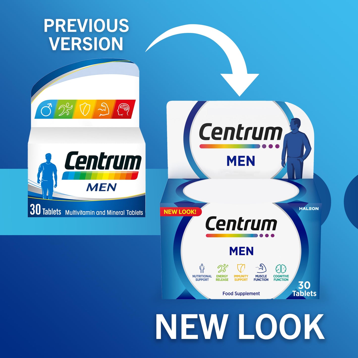 Centrum Men Multivitamin Tablets for Men, Vitamins with 23 Essential Nutrients, including Vitamin C, D and Magnesium, 30 ct (Packaging and Tablet colour may vary slightly)