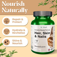 VitaV Hair Skin and Nails Vitamins | Biotin Supplements with Hyaluronic Acid MSM Silica Selenium Zinc Supplements Biotin Hair Growth Vitamins Beauty Formula Hair Vitamins Nail Care Hair Repair Multivitamin