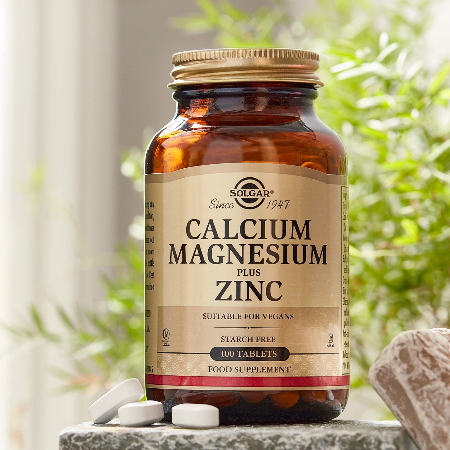 Solgar® Calcium Magnesium Plus Zinc Tablets - Pack of 100 - Healthy Bones, Teeth & Muscles - Supports Health of Nervous System - Vegan