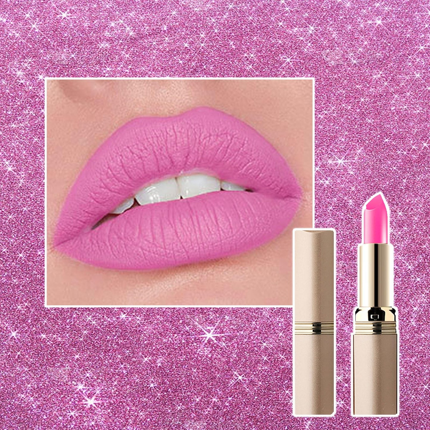 LYNTYAOU Bright Pink Matte Lip Stick, Light Pink Lipstick for Women Long Lasting, Smooth Full-Coverage Moisturizing Lipsticks, Waterproof Non-Sticky Tinted Lip Balm for Girls & Women