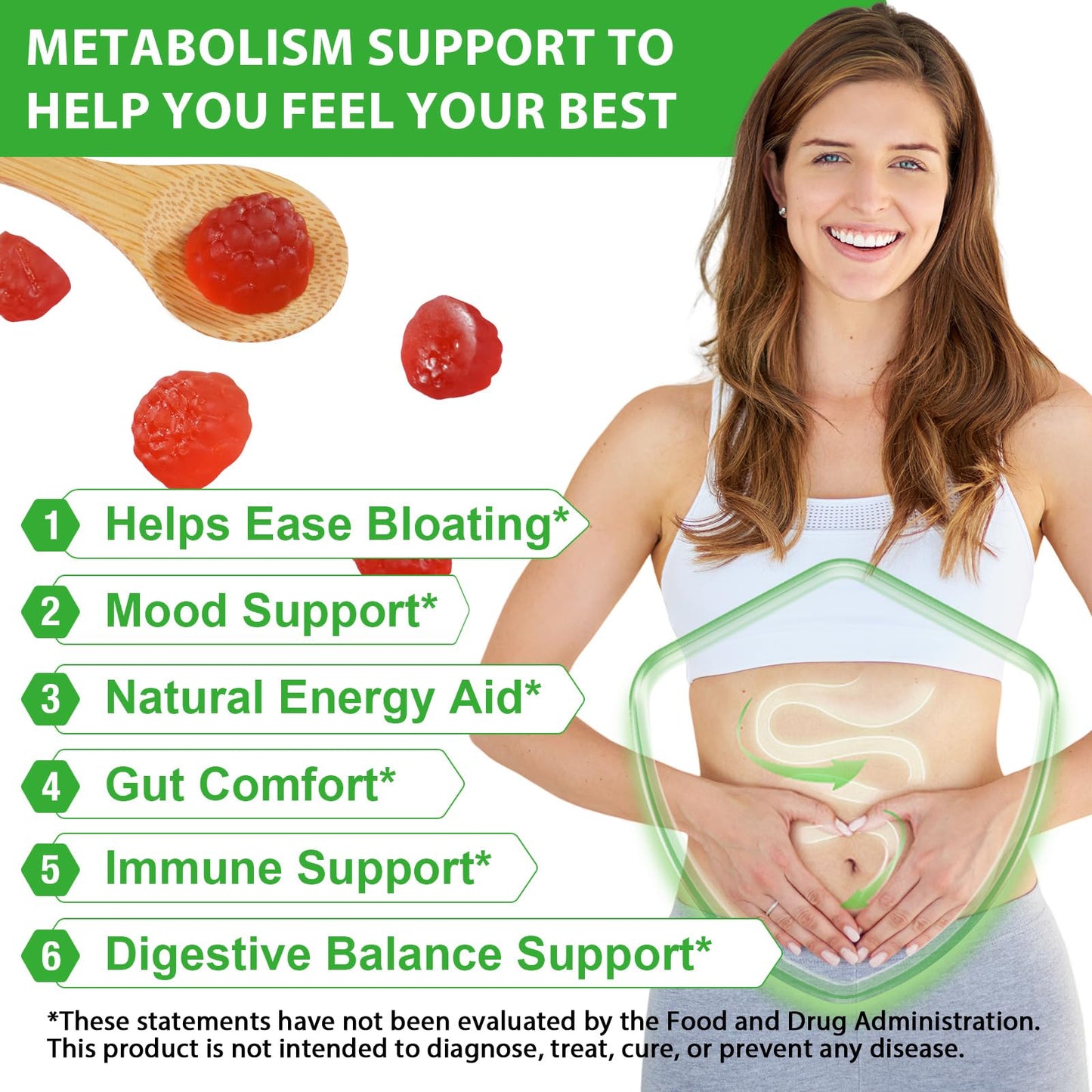 VOSIFSDIY Berberine Gummies with Ceylon Cinnmon, Berberine Supplement for Digestive Health, Immune System, Aid Overall Health & Vitality, 60p