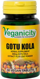 Veganicity Gotu Kola 600mg : Women's Health Herbal Supplement - 60 Tablets, in a Planet-Friendly 99% Recycled Pot