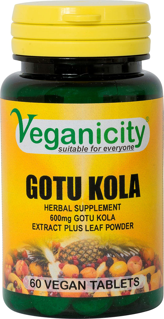 Veganicity Gotu Kola 600mg : Women's Health Herbal Supplement - 60 Tablets, in a Planet-Friendly 99% Recycled Pot