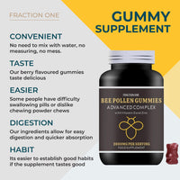 Fraction One Bee Pollen Gummies - 120 Gummies - 4 months Supply - 2000mg Bee Propolis with 100% NRV Vitamin D & Zinc per serving - Immune Boosting - Digestive Aid - Anti-inflammatory - Antiviral & Antibacterial