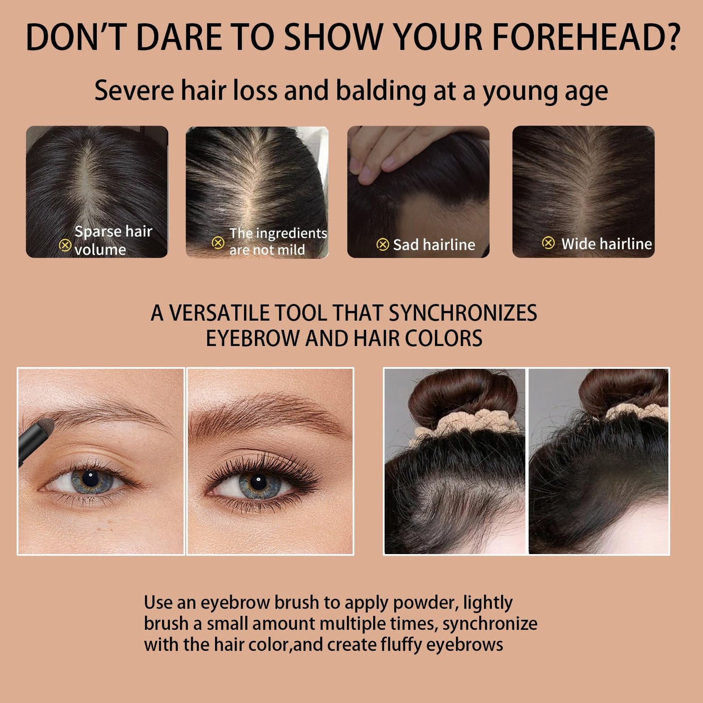 DMQ Root Touch Up Stick, Dark Brown Hairline Powder,Waterproof & Long LastingGrey Hair Coverage Beard,Semi-Permanent Hair Dye for Thinning Hair (Dark Brown, One Size)