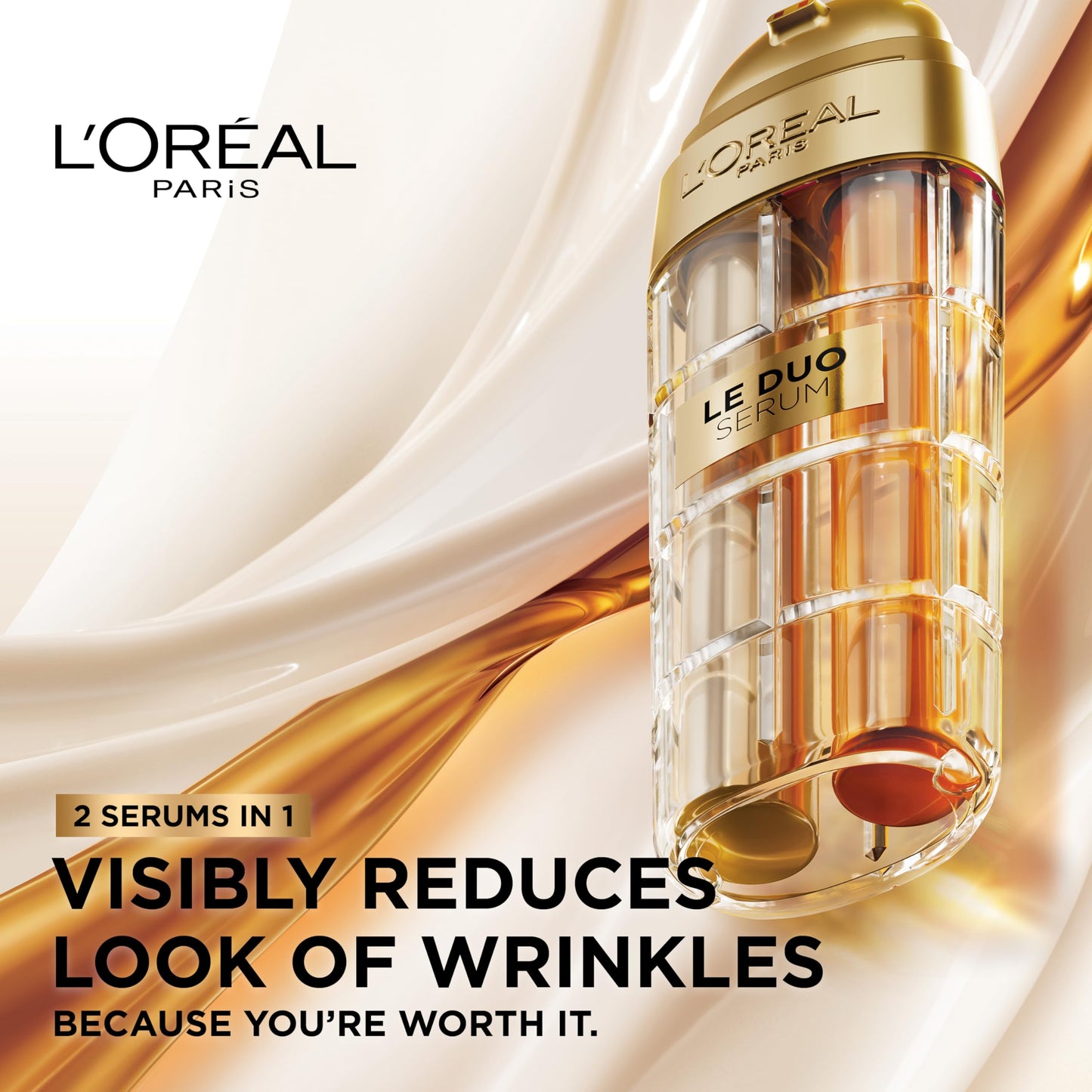 L'Oréal Paris Age Perfect Le Duo Serum Age Defying, Collagen Peptide Booster and Vitamins B3 & C, Instant Firmness, Radiance, Wrinkles Appear reduced, 30ml