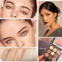 HAORQEE Eyeshadow Palette, Matte Shimmer Nude Eye Shadow Pallets for Women, Brown Long Lasting Shadows Palettes, Waterproof Highly Pigmented Pink Natural Look 9 Colour Eye Shadows for Makeup