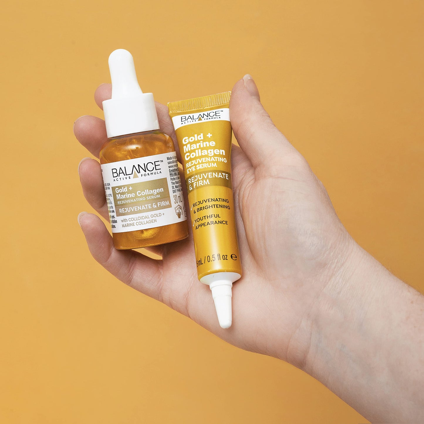 Balance Active Formula Gold and Marine Collagen Rejuvenating Serum - Light-Weight and Non-Greasy, Rejuvenating and Repairing, Plumper Appearance, Clear, 30 ml