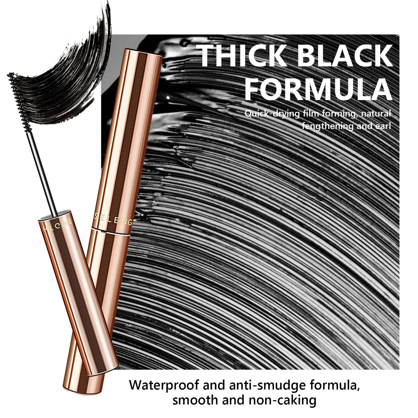 Wormeer Black Mascara for Older Women 60 Plus - Telescopic Mascara Waterproof Specially Designed for Mature Women, Smudge-proof, Ultra-Precise Slim Adjustable Brush to Any Angle, Smudge-proof,No Clumps