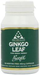 Bio-health Bio-Health Ginkgo Leaf 450mg Pure Herbal Food Supplement, Supports Blood Circulation, Mental Performance and Boosts Energy Suitable for Vegetarians and Vegans, Additive Free, 120 Capsules