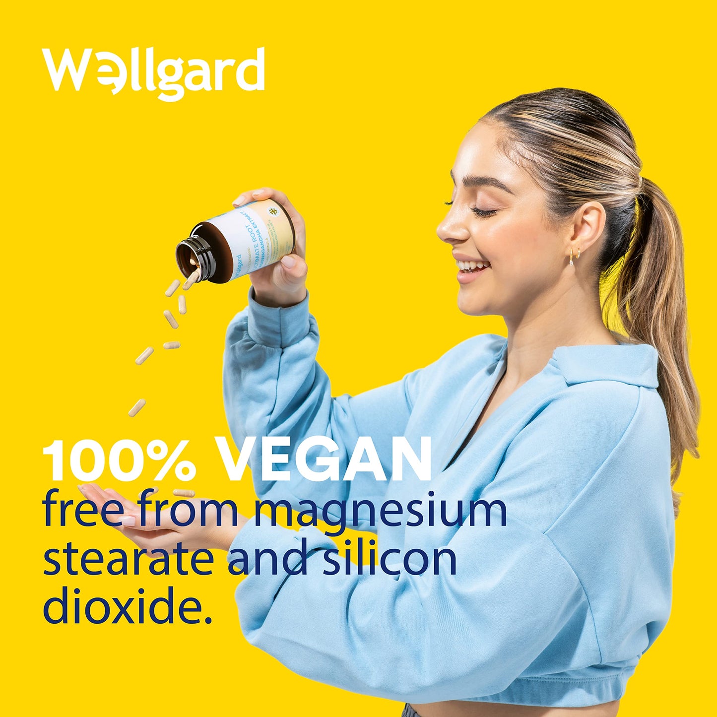 Wellgard Vegan Ashwagandha KSM-66 with 5% Withanolides - High Strength KSM-66 Ashwagandha, Full-Spectrum Root Powder, Free from Magnesium Stearate & Silicon Dioxide, Made in UK