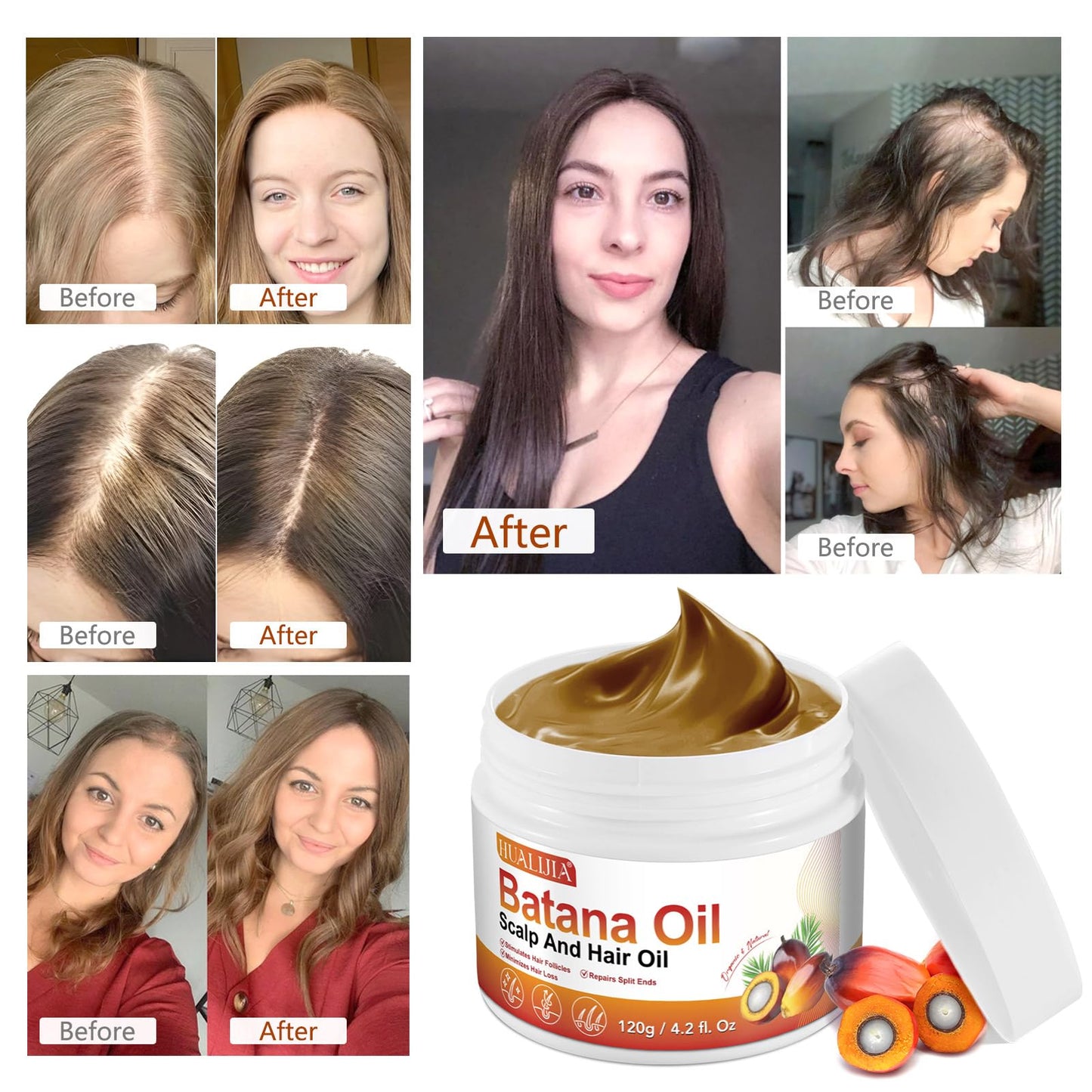 Datival Batana Oil for Hair Growth, 100% Pure Batana Oil Hair Mask, Scalp and Hair Oil, Repair Damaged Hair, Nourishes Thin Hair Scalp Skin and Loss Hair Growth Fir, for All Hair Types, 4.2Oz