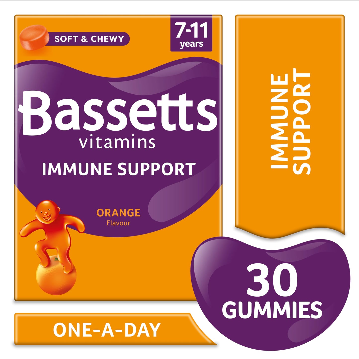 Bassetts Vitamins 7-11 Years Immune VIT C & Zinc 30's, 79.8 g, Orange