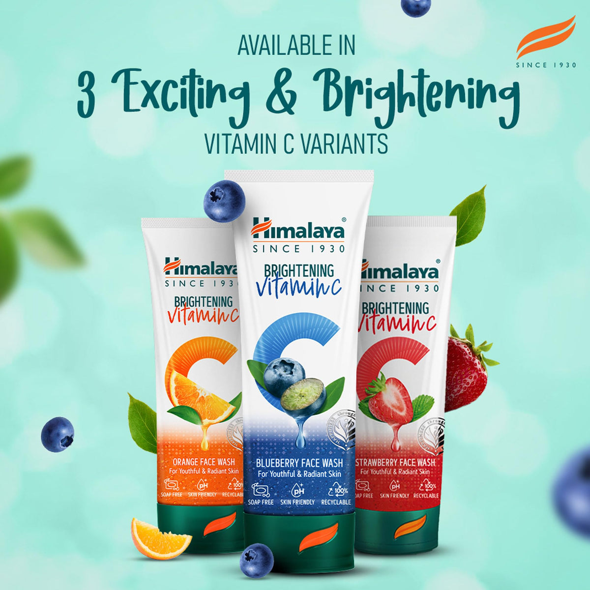 Himalaya Brightening Vitamin C Blueberry Face Wash | Brightening Face Cleanser | Remove Dull Skin | 100ml