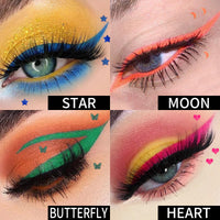 KYDA 4 Color Eyeliner Stamp Liquid Eyeliner, Waterproof & Smudge-proof Colorful Eyeliner pen,Fluorescent Rainbow Eye Liners for Women