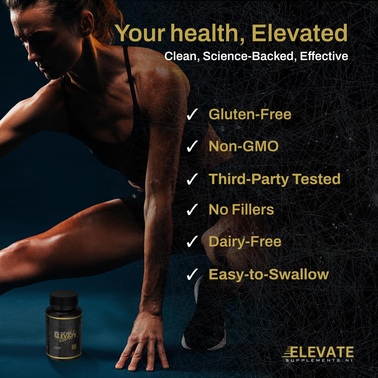 Elevate Supplements BPC 157 ARG, 60 Capsules | Accelerated Muscle & Tissue Recovery Peptide Supplement | Boosts Tendon, Ligament & Nerve Healing with No Injections | Supports Gut, Organ & Skin Health