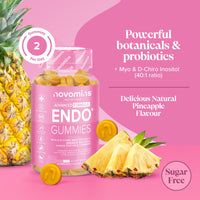 Novomins Endo Gummies - Myo-Inositol & D-Chiro Inositol (40:1), Agnus Castus, Vitamin B6, Turmeric & Probiotics - Vitamins for Women with Endometriosis - Hormonal Balance & Intimate Health - 60 Vegan