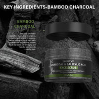 SHVYOG Men's Face Scrub, Bamboo Charcoal Salicylic Acid Face Exfoliant, Facial Peeling Improves Blackheads, Acne, Clogged Pores, Cleansing Oil Control, Pre-shave Care for Men, with Facial Cleansing Brush