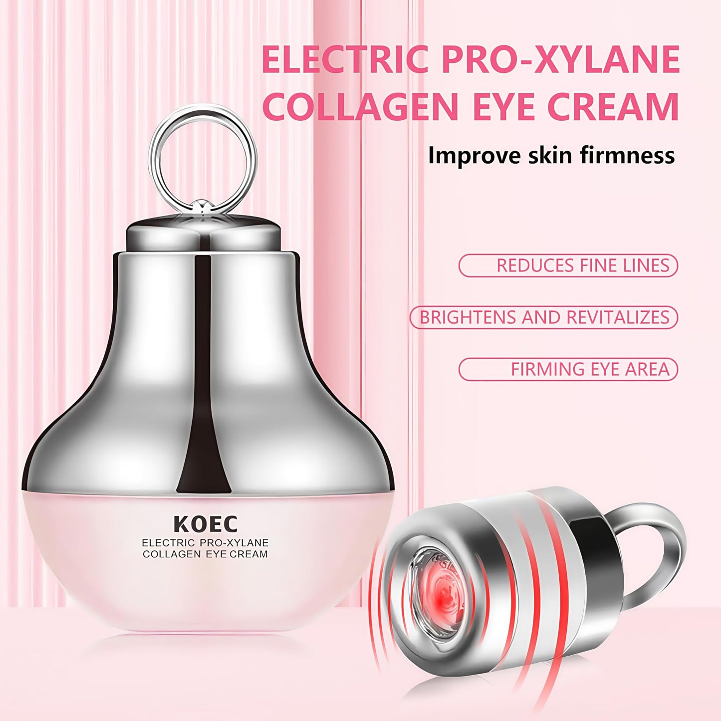 ANGEL SILK KOEC Electric Massage Eye Cream for Dark Circle, Firm and Smooth of Fine Lines, Tired Eye Refreshment with Gentle Vibration, for Anti-Wrinkle, Firming, Moisturizing