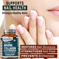 High Strength Marine Collagen Capsules - 1250mg Hydrolysed Collagen Supplement - Type 1 Hydrolysed Collagen Peptides - 180 Collagen Capsules - 3 Months Supply - Collagen Supplements for Women & Men
