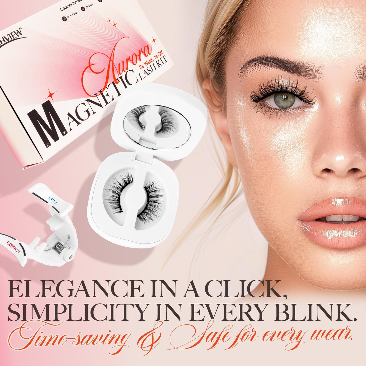LASHVIEW Upgrade Magnetic Eyelashes with Applicator Reusable Soft Magnetic Eyelashes Natural Look No Glue Needed Easy to Wear and Remove(A02)