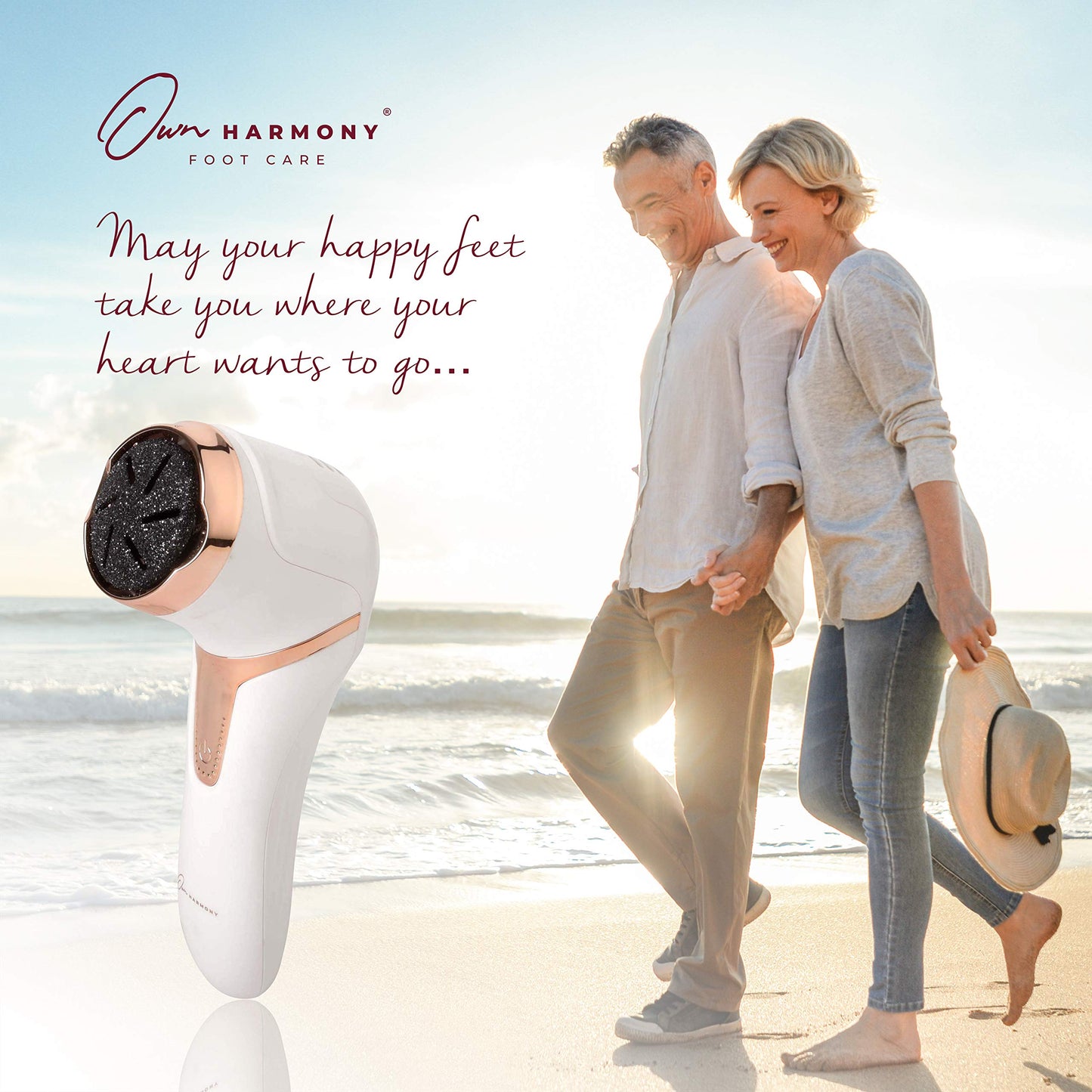 Own Harmony Electric Hard Skin Remover with Vacuum Absorption- Professional Pedicure Tools for Pedi Callus Foot Care - 3 Rollers Electronic Feet File CR2100 - Best for Dry, Cracked Heels (USB Cord)