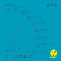 CLAV Zinc 25mg Vegan Certified - 180 Elemental Zinc Tablets in a Jar (6 Months Supply) - High Strength Zinc Bisglycinate Mineral Supplement - Supports Immune System, Hair, Skin & Nails for Women & Men