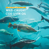 Cod Liver Oil 1000mg – Wild-Caught - Source of Omega-3 Fatty Acids – Rich in Vitamins A + D3 – Immune Health + Vision Support – 2 Months Supply - Non GMO, Gluten Free, Halal – 60 Softgels