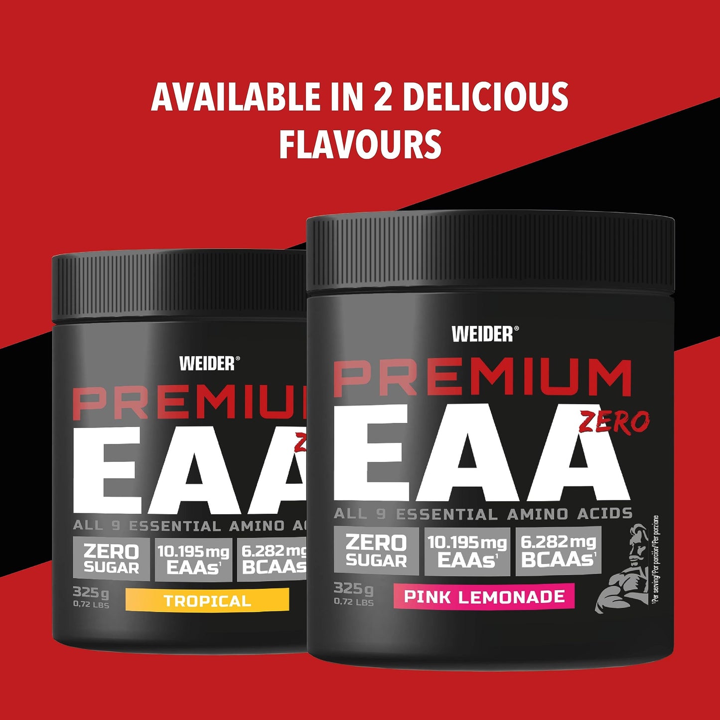 Weider Premium EAA Zero (325g) Tropical Flavour. All 9 Essential Amino Acids, with 10.195mg EAAs + 6.282mg BCAAs per Serving, Zero Sugar, No Fat, Vegan, No Artificial Colours, No Fillers