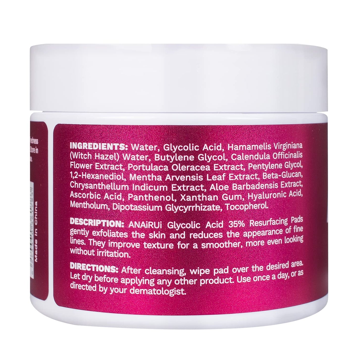 ANAiRUi Glycolic Acid Pads 35%, Resurfacing AHA Facial Pads with Vitamins B5, C & E, Witch Hazel & Calendula, Exfoliating Face Pads for Dark Spots, Acne, and Reduces Fine Lines & Wrinkles, 80 Pads