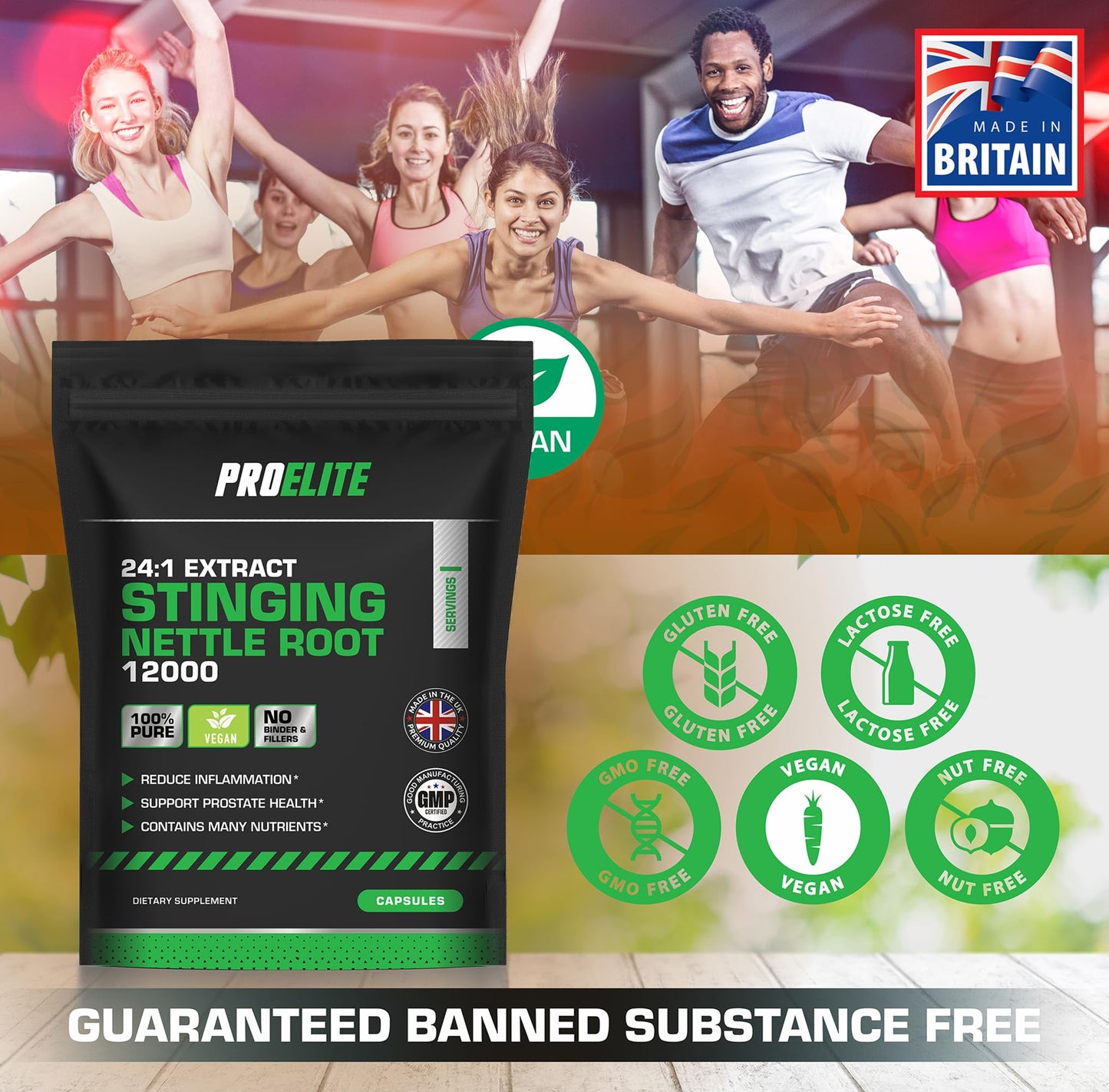 Stinging Nettle Root | 90 Capsules Vegan - 24:1 Extract 12,000mg Nettle Root per Capsule | High Strength Stinging Nettle Alternative to Powder NO Fillers & Binders | Made in UK by PROELITE