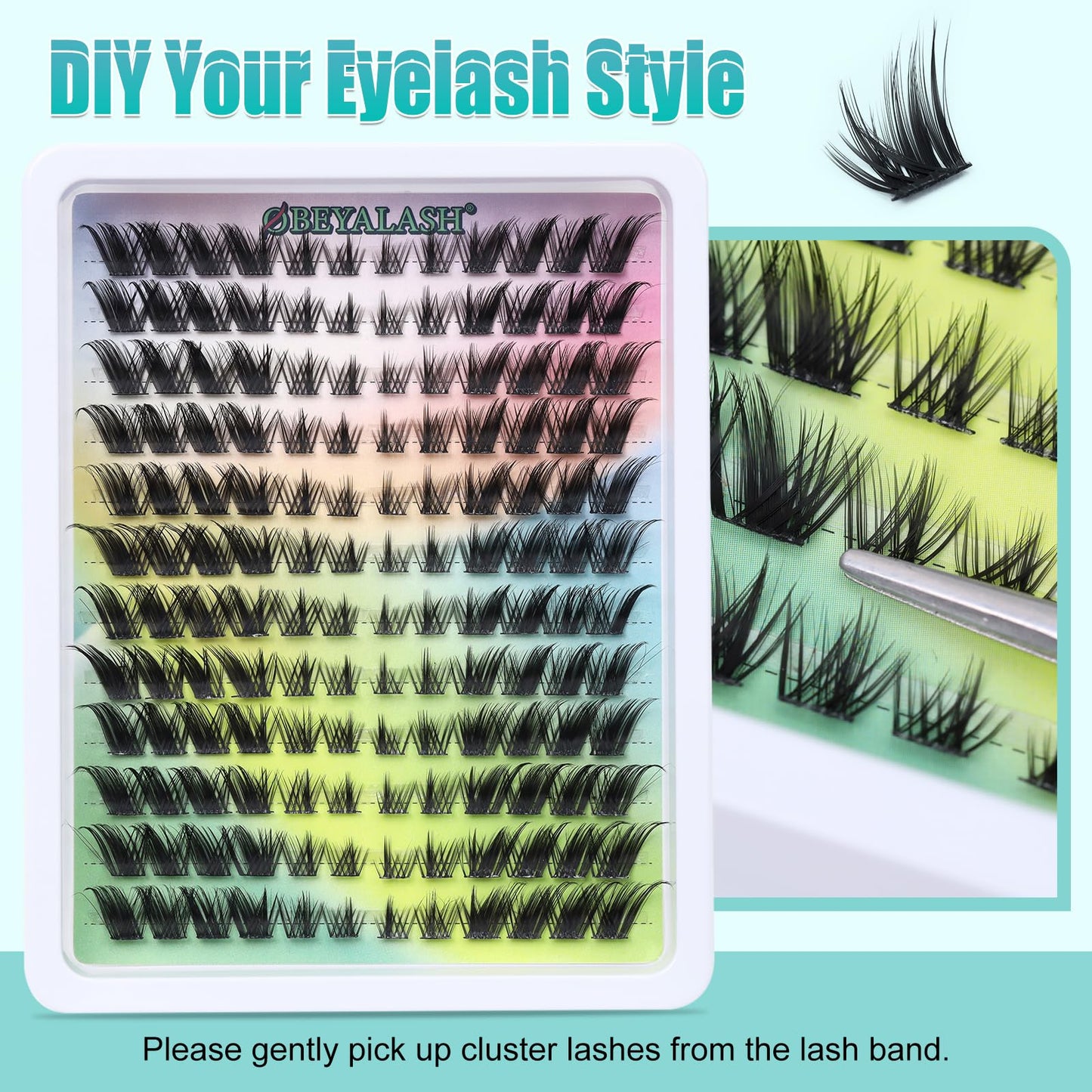 Obeyalash Cat Eye Cluster Lashes C Curl Wispy Lash Clusters Natural Look 144pcs Eyelash Individuals Fox Eye Lashes Individual Cluster DIY Eyelash Extensions