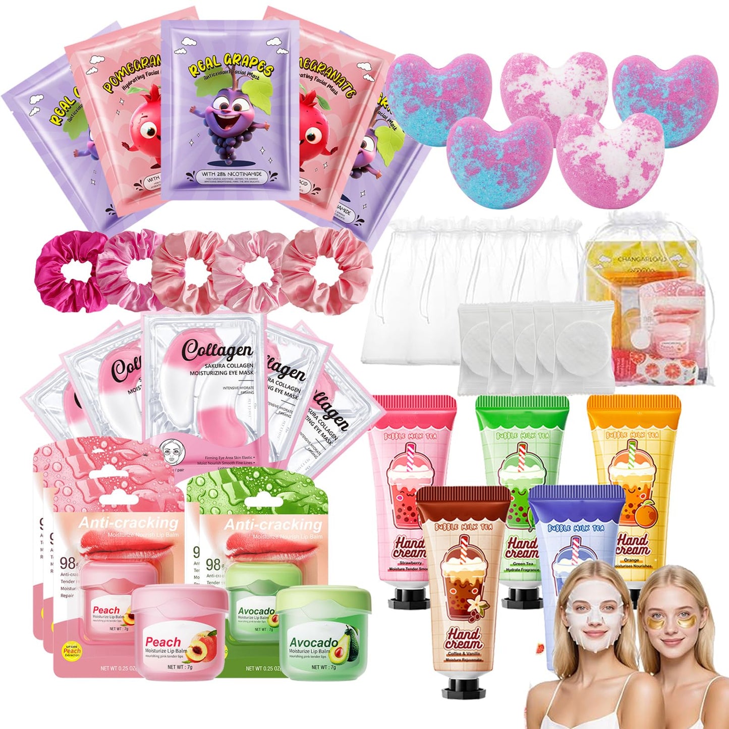 MEITREND Sleepover Kit,Sleepover Party Supplies For Girls,40pcs/5 Set Pamper SPA Party Supplies With Facial Masks Skincare,Eye Patches Hand Cream,Lip Balm,Foot Bath Bombs,Gift for Sleepovers and Birthdays