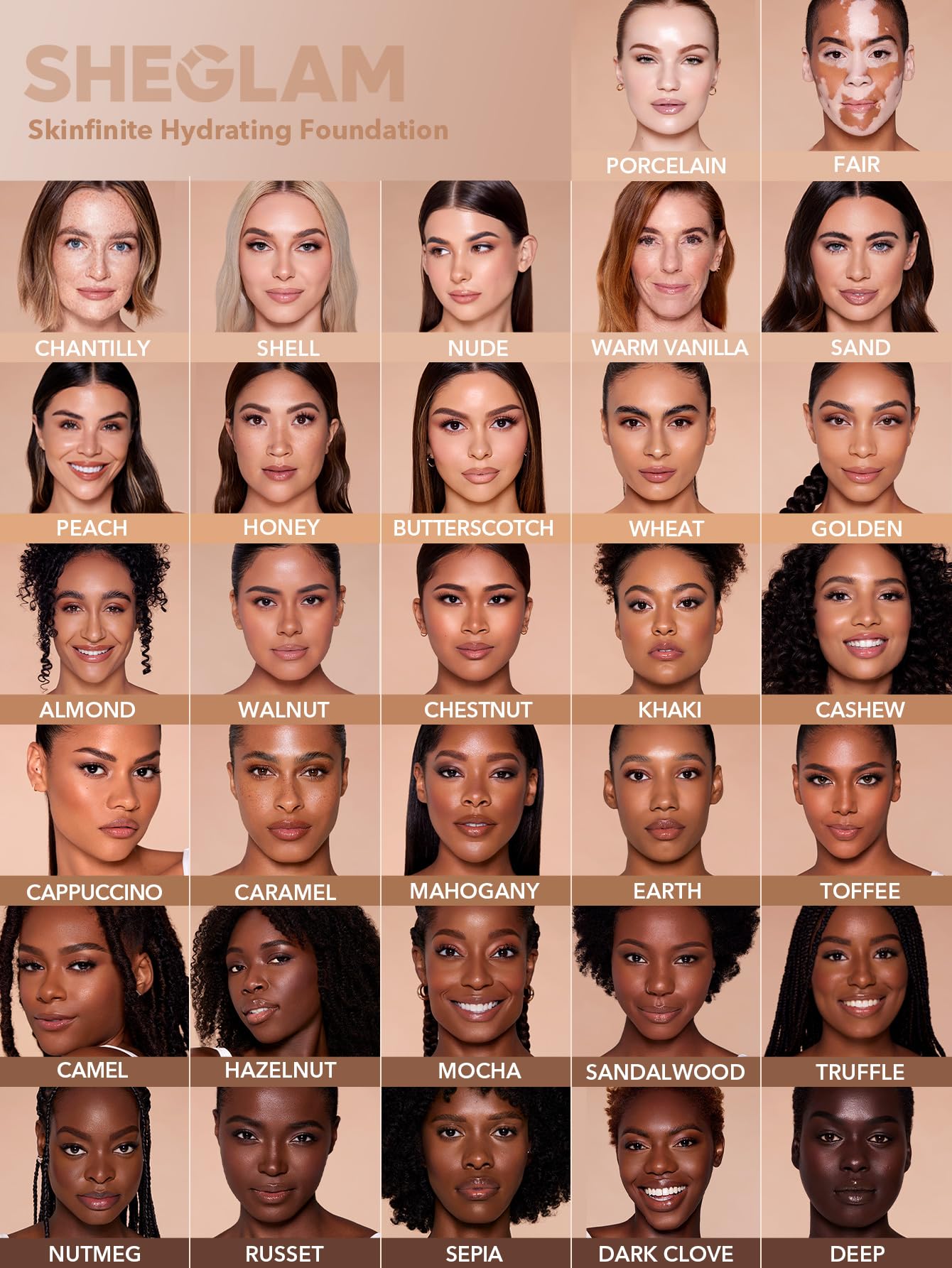 SHEGLAM Skinfinite Hydrating Foundation Flawless Dewy Foundation Hydrating Coverage Invisible Pore Concealer Pore-less Non-Greasy Lightweight Natural Soft Liquid Foundation-Shell