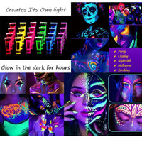 SHEBEEDO 6PCS Glow Under Black Light Neon Face Paint, Vibrant Neon Party Accessories for Adults, Festival Face Paint That Glows in the Dark, High - Quality Body Paint