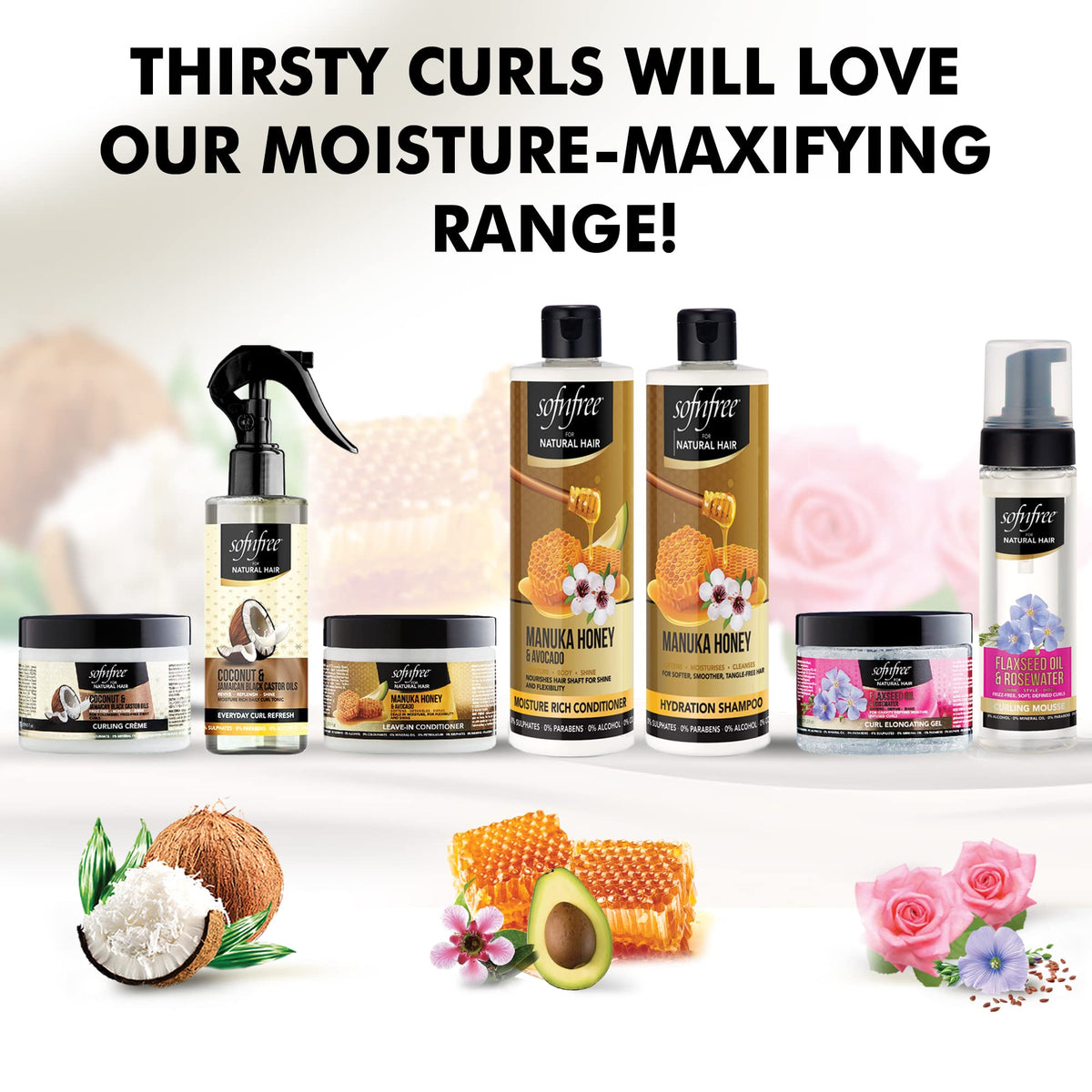 SNF Manuka Honey & Avocado, Sulfate-Free Hydrating Conditioner for Curls - Waves - Protective Styles 350ml