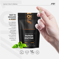 ALPHA01 Papain Enzyme 125,000 Enzymatic Units – High Strength Proteolytic Enzyme Supplement – 90 Vegan Capsules- Resealable and Recyclable Pouch by Alpha01
