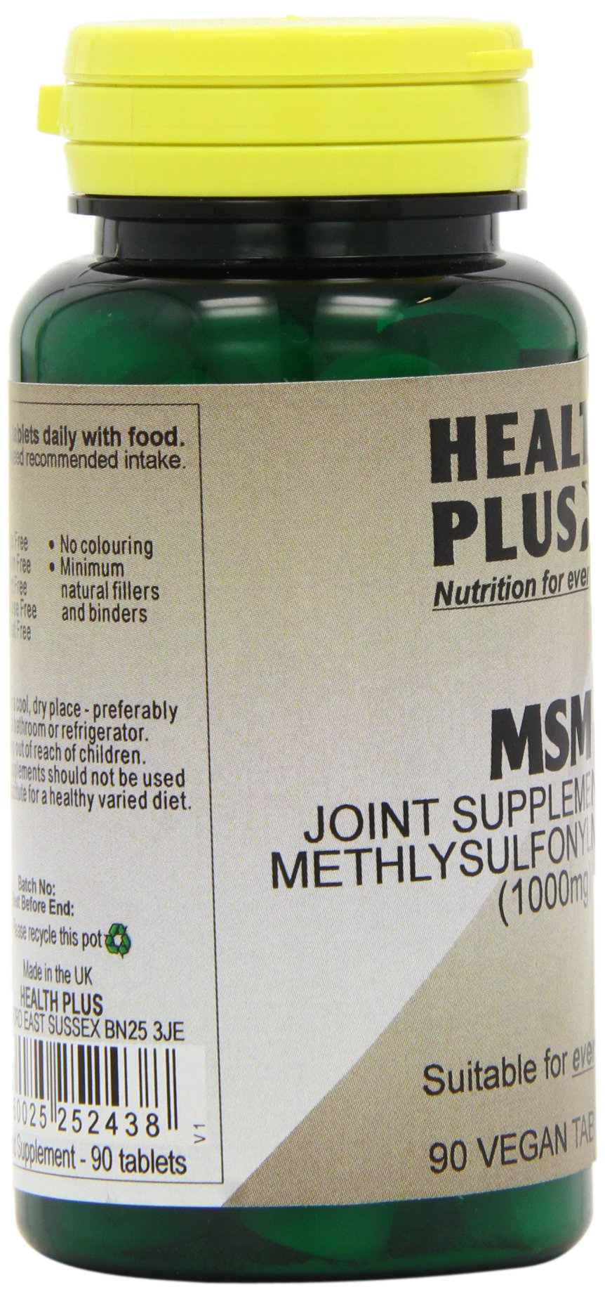 Health Plus MSM 1000mg Joint Health Supplement - 90 Tablets