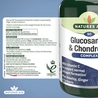 Natures Aid Glucosamine and Chondroitin Complex with Rosehip, Ginger, Turmeric and Vitamin C, 90 Capsules