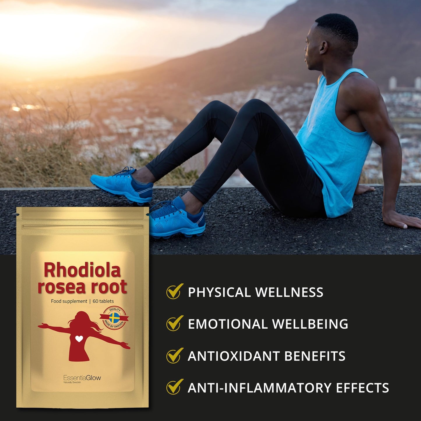 60 Rhodiola Rosea Tablets High Strength | 1,000mg per Serving | Natural Adaptogen for Stress Relief, Clarity & Focus | 1 Month's Supply | Vegan Friendly | 60 Tablets