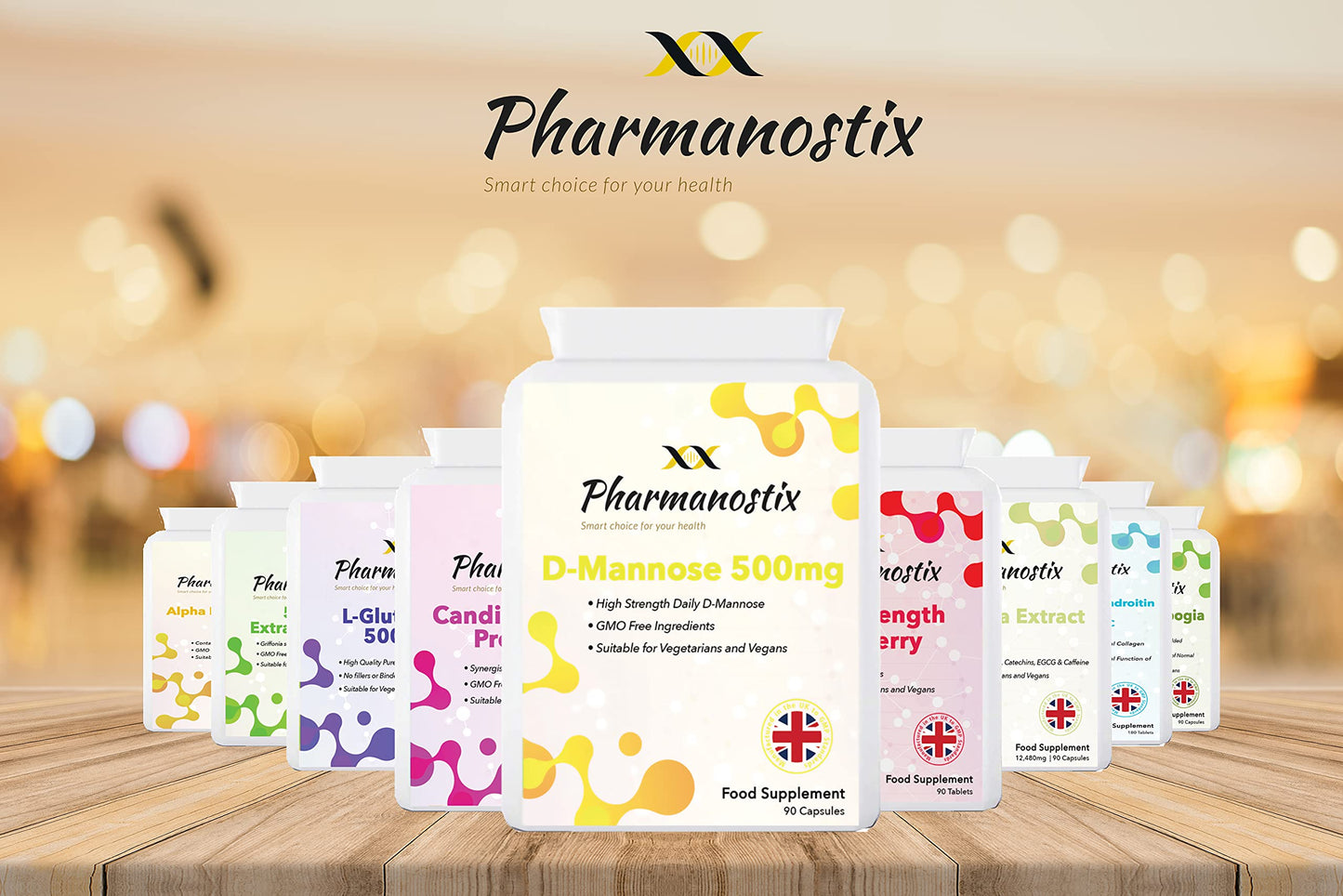 Pharmanostix D-Mannose 500mg Per Capsule – High Strength Daily Serving (1500mg) – 90 Vegan Friendly Capsules (Not Tablets) – 100% Natural Premium D Mannose – Suitable for Vegans – Made in The UK